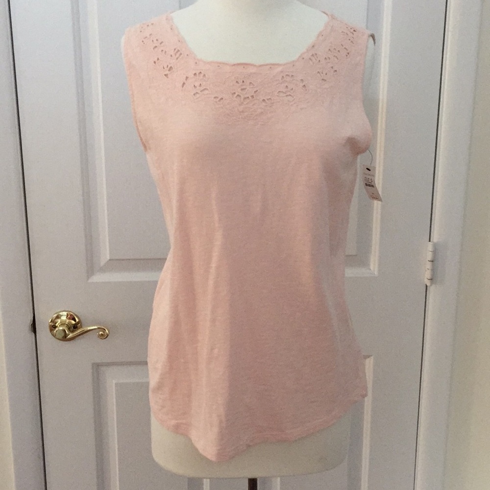 NWT embroidered-neck cotton tank